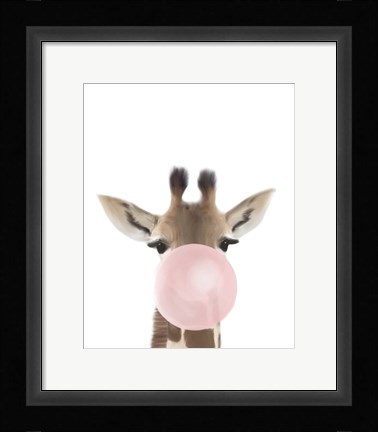 Framed Giraffe Bubble Gum Print