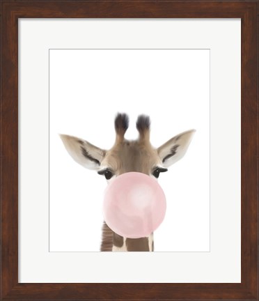 Framed Giraffe Bubble Gum Print