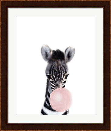 Framed Baby Zebra Bubble Gum Print