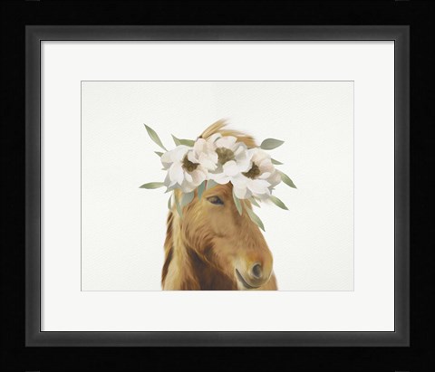 Framed Floral Horse Print