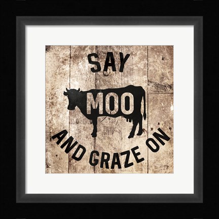 Framed Say Moo Print