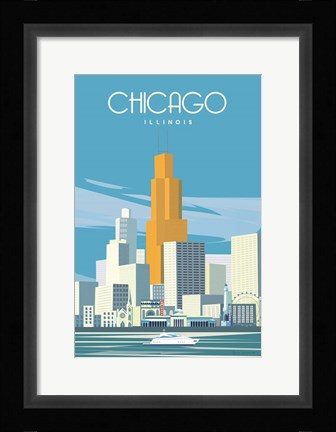 Framed Chicago from Lake Michigan Print