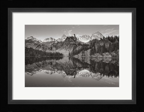 Framed Alice Lake Sawtooth Mountains Idaho BW Print