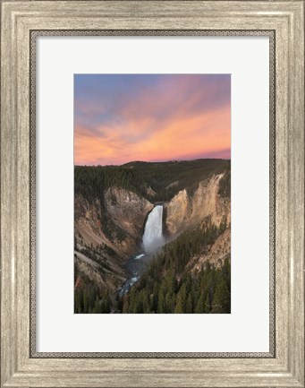 Framed Lower Falls of the Yellowstone River II Print