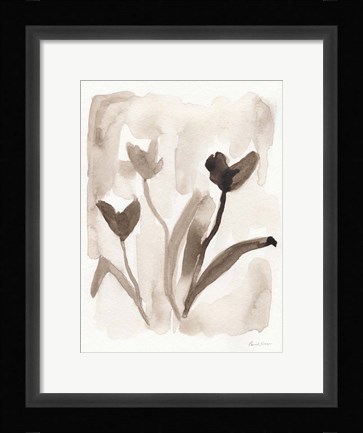 Framed Sepia Florals I Print