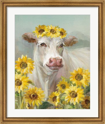 Framed Cow in a Crown II Print