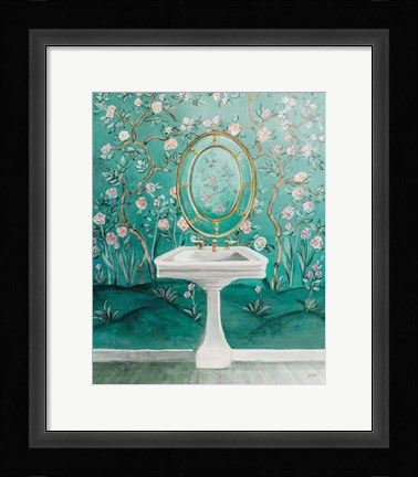 Framed Chinoiserie Bath I Print