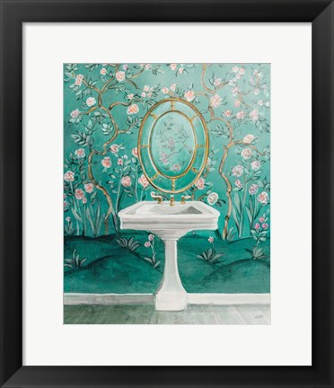 Framed Chinoiserie Bath I Print