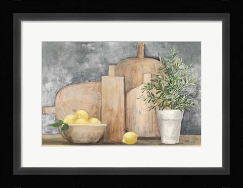 Framed Rustic Kitchen Gray Print