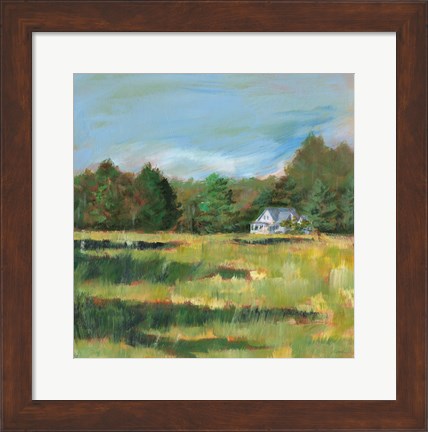 Framed Farmhouse Across the Meadow Print