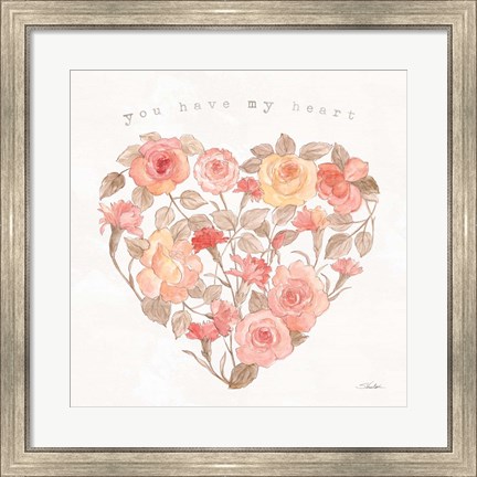 Framed Romantic Blooms VI Print
