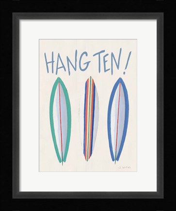 Framed Beach Ride Hang Ten XIII Print