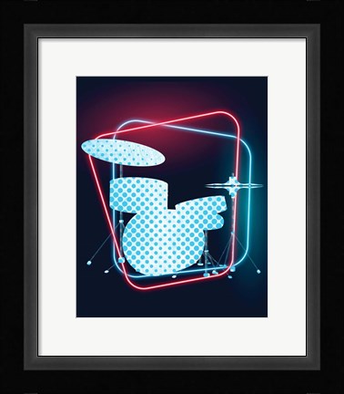Framed Neon Music 2 Print