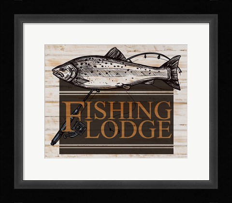 Framed Fishing Lodge V2 Print