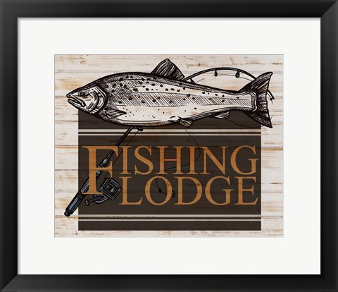 Framed Fishing Lodge V2 Print