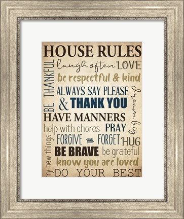 Framed House Rules Print