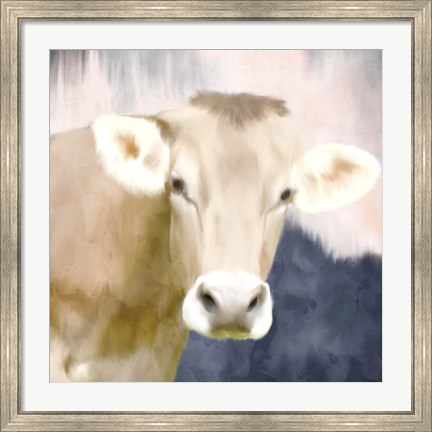 Framed Pink Bush Cow Print