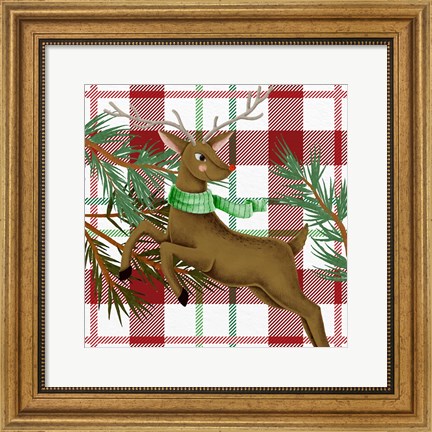Framed Reindeer Plaid Print