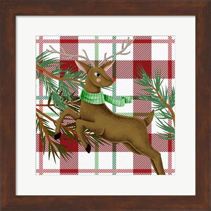 Framed Reindeer Plaid Print