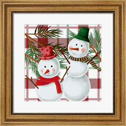 Framed Snowman Plaid Print