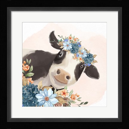 Framed Floral Cow Print