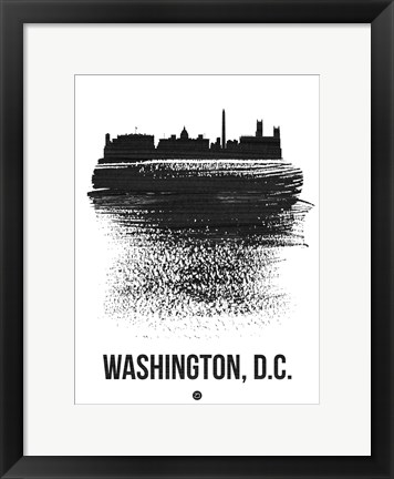 Framed Washington, D.C. Skyline Brush Stroke Black Print