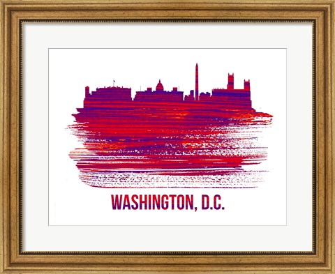 Framed Washington, D.C. Skyline Brush Stroke Red Print