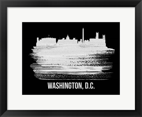 Framed Washington, D.C. Skyline Brush Stroke White Print