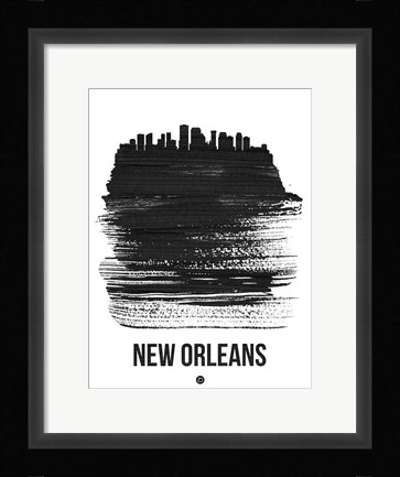 Framed New Orleans Skyline Brush Stroke Black Print