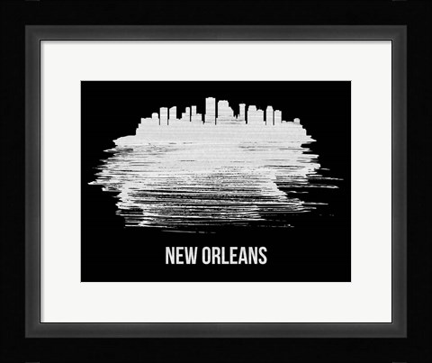 Framed New Orleans Skyline Brush Stroke White Print