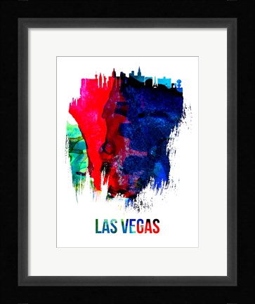 Framed Las Vegas Skyline Brush Stroke Watercolor Print