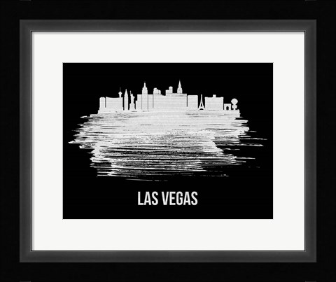 Framed Las Vegas Skyline Brush Stroke White Print