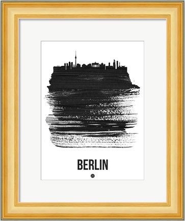 Framed Berlin Skyline Brush Stroke Black Print