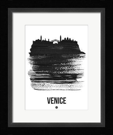 Framed Venice Skyline Brush Stroke Black Print