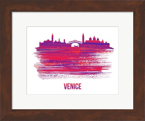 Framed Venice Skyline Brush Stroke Red Print
