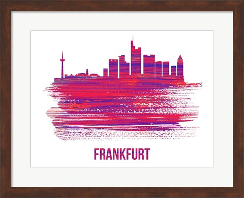 Framed Frankfurt Skyline Brush Stroke Red Print