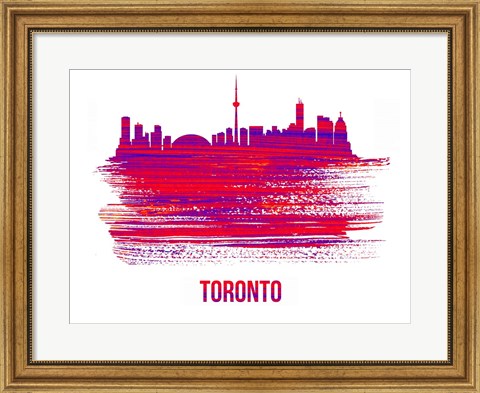 Framed Toronto Skyline Brush Stroke Red Print