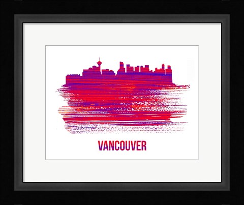 Framed Vancouver Skyline Brush Stroke Red Print