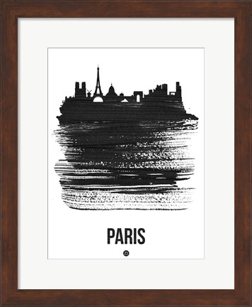 Framed Paris Skyline Brush Stroke Black Print