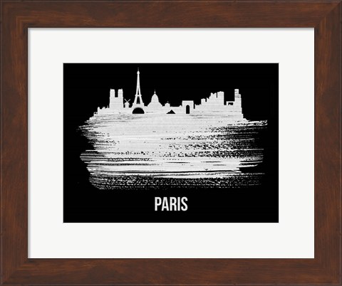 Framed Paris Skyline Brush Stroke White Print