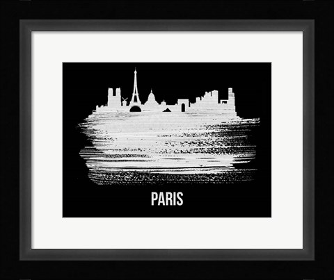 Framed Paris Skyline Brush Stroke White Print