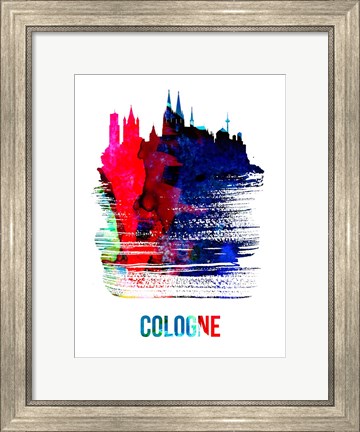 Framed Cologne Skyline Brush Stroke Watercolor Print