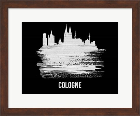 Framed Cologne Skyline Brush Stroke White Print