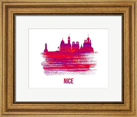 Framed Nice Skyline Brush Stroke Red Print