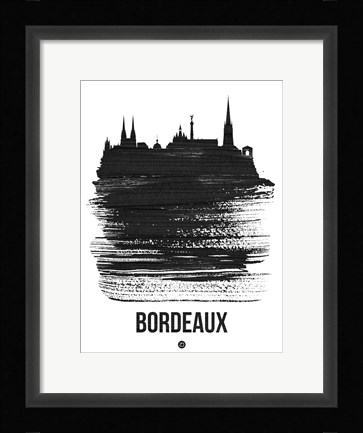 Framed Bordeaux Skyline Brush Stroke Black Print