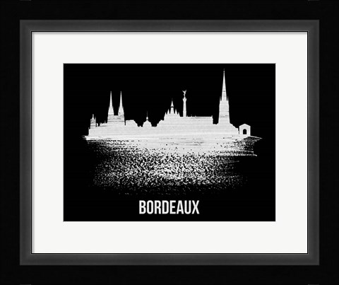 Framed Bordeaux Skyline Brush Stroke White Print