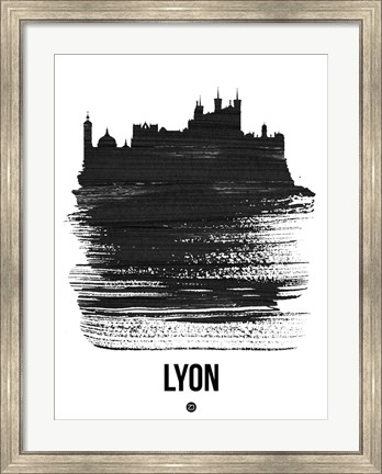 Framed Lyon Skyline Brush Stroke Black Print