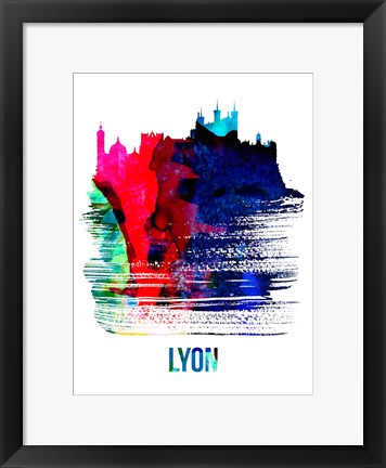 Framed Lyon Skyline Brush Stroke Watercolor Print