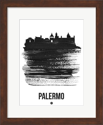 Framed Palermo Skyline Brush Stroke Black Print