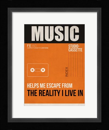Framed Music Is Escape Print
